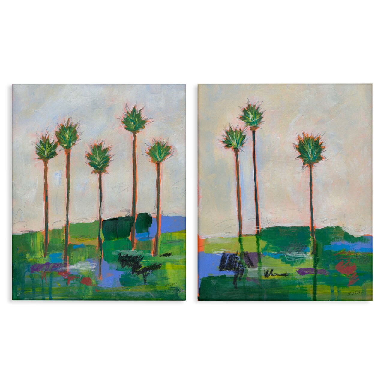 Stupell Industries Brushed Palm Landscape 2pc Canvas Wall Art Set Design by Jan Weiss